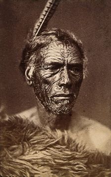 New Zealand: a Maori man, 19th century. Creator: Unknown