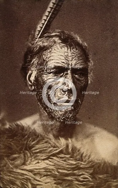 New Zealand: a Maori man, 19th century. Creator: Unknown.