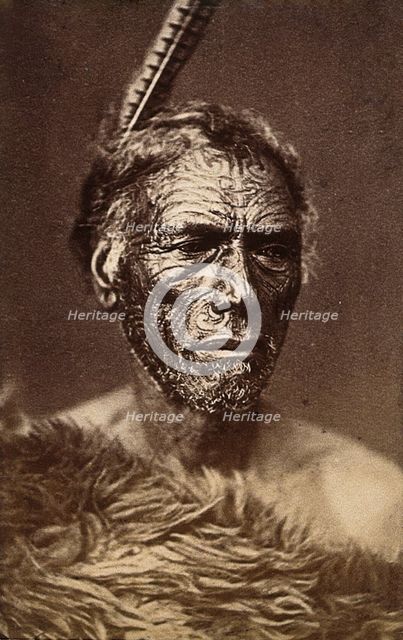 New Zealand: a Maori man, 19th century. Creator: Unknown.