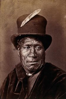 New Zealand: a Maori man, between 1800 and 1899. Creator: Unknown