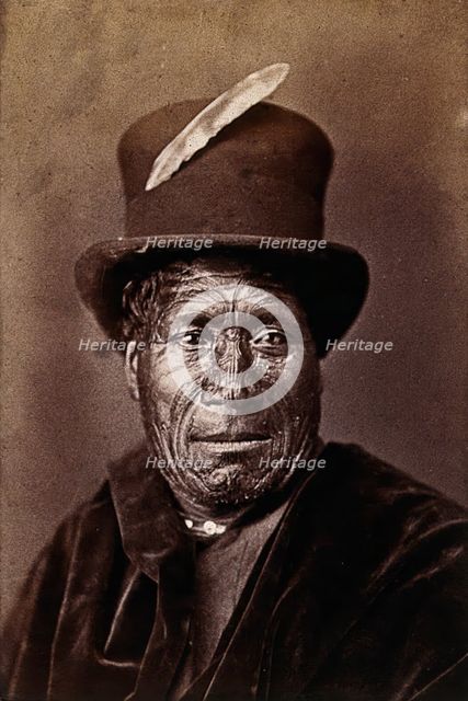 New Zealand: a Maori man, between 1800 and 1899. Creator: Unknown.