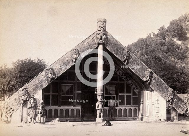 New Zealand: a Maori meeting house, c1840s. Creator: Unknown.