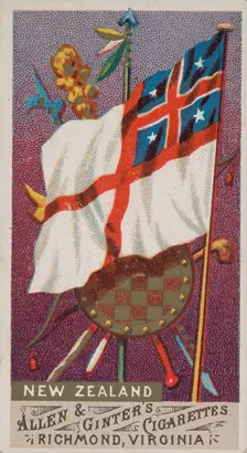 New Zealand, from Flags of All Nations, Series 1 (N9) for Allen & Ginter Cigarettes Brands, 1887. Creator: Allen & Ginter