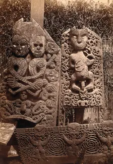 New Zealand: Maori carvings, c1840s. Creator: Unknown