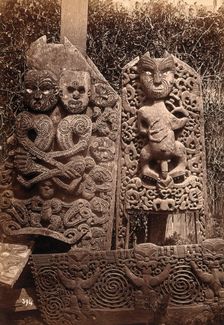 New Zealand: Maori carvings, c1840s. Creator: Unknown