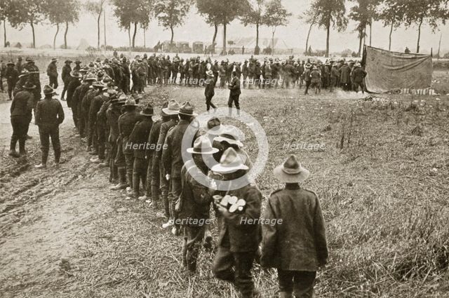 New Zealand troops queuing for a field canteen, Somme campaign, France, World War I, 1916. Creator: Unknown.