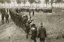 New Zealand troops queuing for a field canteen, Somme campaign, France, World War I, 1916