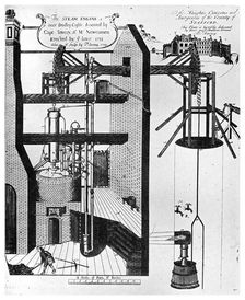 Newcomen's steam engine for draining mines, 1956