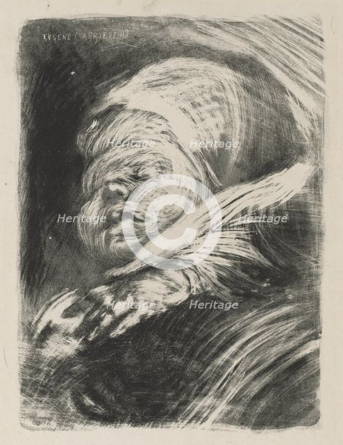 Newborn in a Bonnet (Le nouveau-né au bonnet], 1890. Creator: Eugène Carrière (French, 1849-1906).