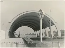 Newbury Park Bus Station, Eastern Avenue, Newbury Park, Redbridge, London, 1952. Creator: Anthony Sherwood Brooks New