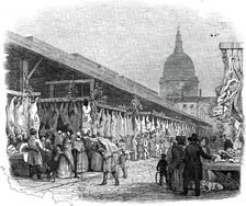 Newgate Market, on Christmas Eve, 1845. Creator: W. J. Linton