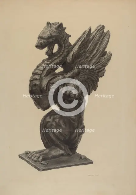 Newel Figure, c. 1939. Creator: Milton Grubstein.
