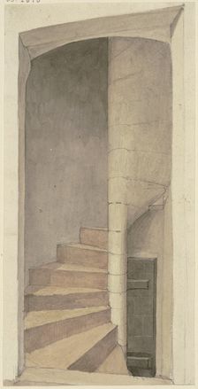 Newel stairs, mid-19th century. Creator: Karl Ballenberger