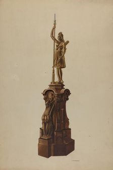 Newel Post, 1938. Creator: Louis Plogsted