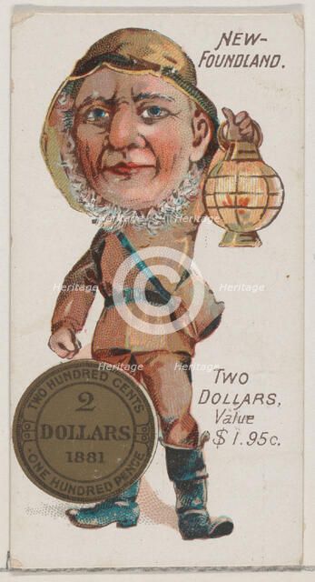 Newfoundland, Two Dollars, from the series Coins of All Nations (N72, variation 1) for Duk..., 1889. Creator: Unknown.