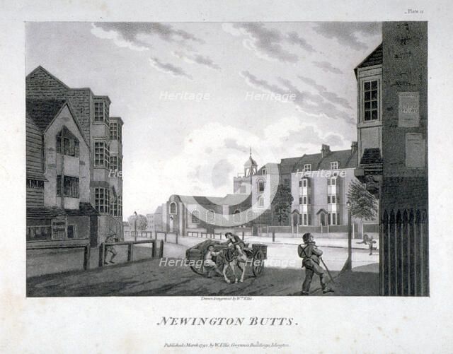 Newington Butts, Southwark, London, 1792.                                    Artist: William Ellis