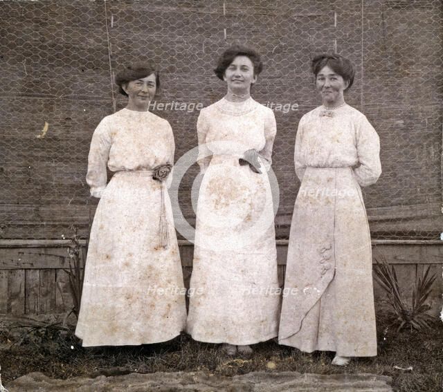 Newland sisters, Grace, Ethel and Nell. Ethel in the centre, c1900s. Creator: Unknown.