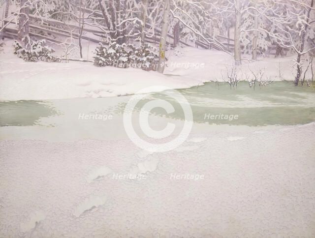 Newly fallen snow, 1909. Creator: Gustaf Fjaestad.