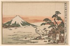 Newly Published Perspective Picture of Mount Fuji in Spring from Tagonoura (Shinpan...c. 1772/89. Creator: Utagawa Toyoharu