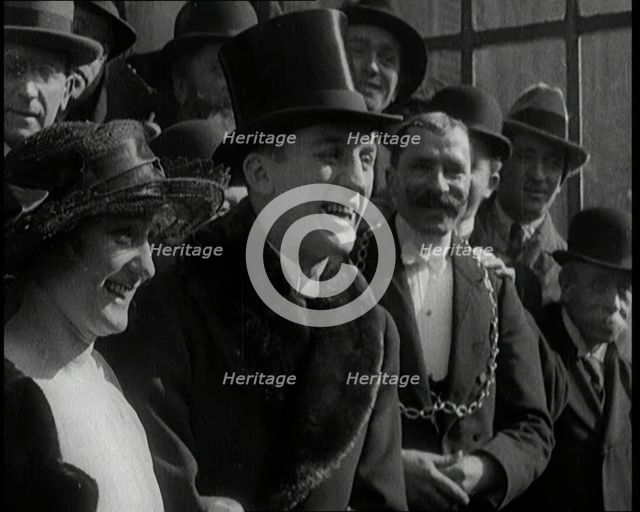 Newlywed Beatrice Lillie Smiling for Cameras With Boxer Georges Carpentier, 1920. Creator: British Pathe Ltd.