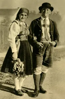 Newlyweds in traditional costume, Carinthia, Austria, c1935. Creator: Unknown