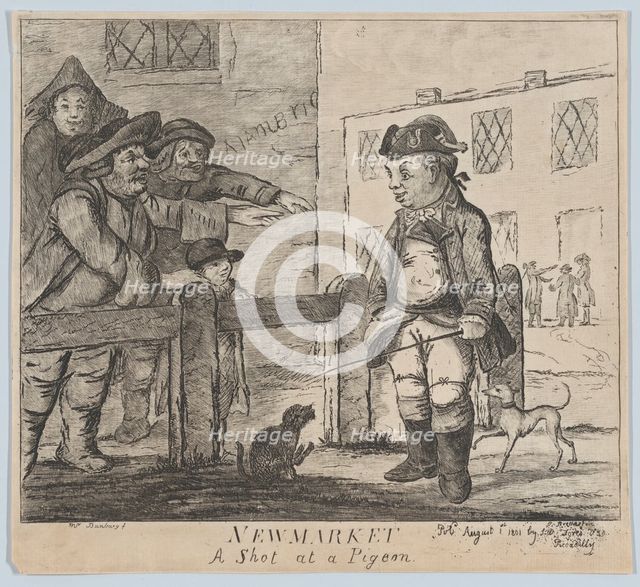 Newmarket: A Shot at a Pigeon, August 1, 1801. Creator: James Bretherton.