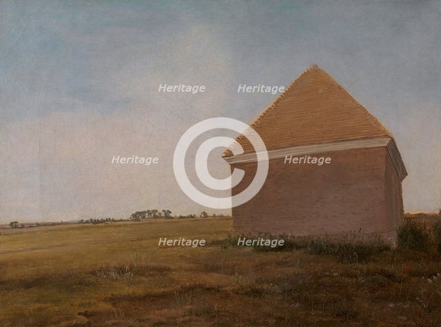 Newmarket Heath, with the King's stables rubbing house at the finish of the Beacon Course, ca. 1765. Creator: George Stubbs.