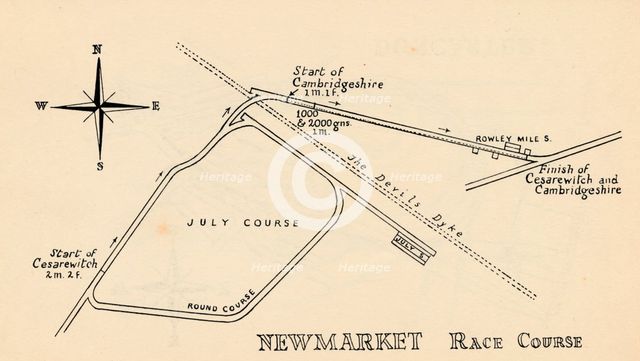 Newmarket Race Course, 1940. Artist: Unknown