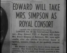 Newspaper Headline Reading: Edward Will Take Mrs. Simpson as Royal Consort 1936. Creator: British Pathe Ltd