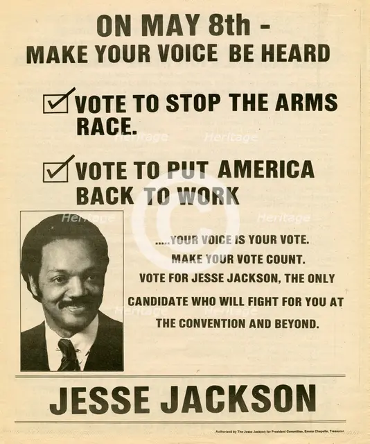 Newspaper insert for Jesse Jackson 1984 presidential campaign, 1984. Creator: Unknown.