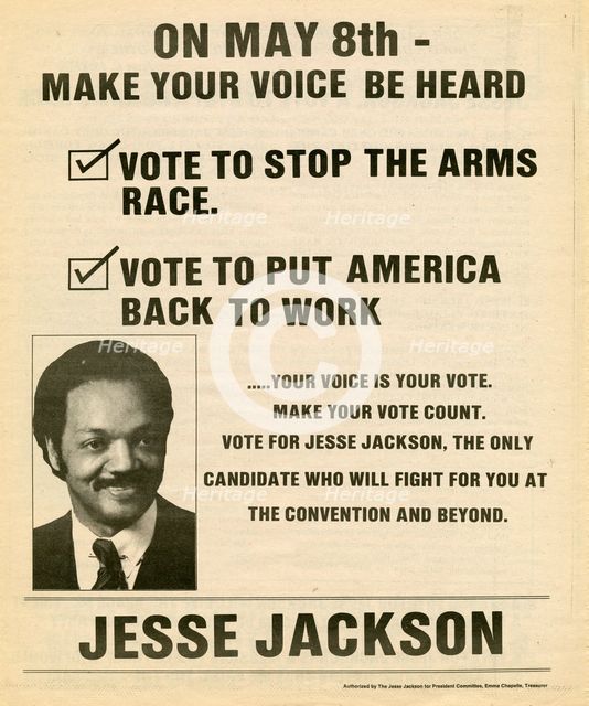 Newspaper insert for Jesse Jackson 1984 presidential campaign, 1984. Creator: Unknown.