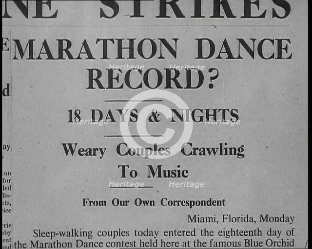 Newspaper Reading: ‘Marathon Dance Record?’, 1930s. Creator: British Pathe Ltd.