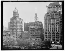 Newspaper Row, Park Row, New York, c1900. Creator: Unknown