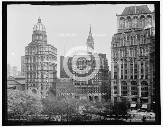 Newspaper Row, Park Row, New York, c1900. Creator: Unknown.