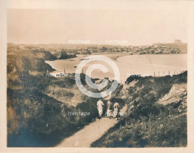 'Newquay Cliff Path to Tolcarne Beach', 1927. Artist: Unknown.