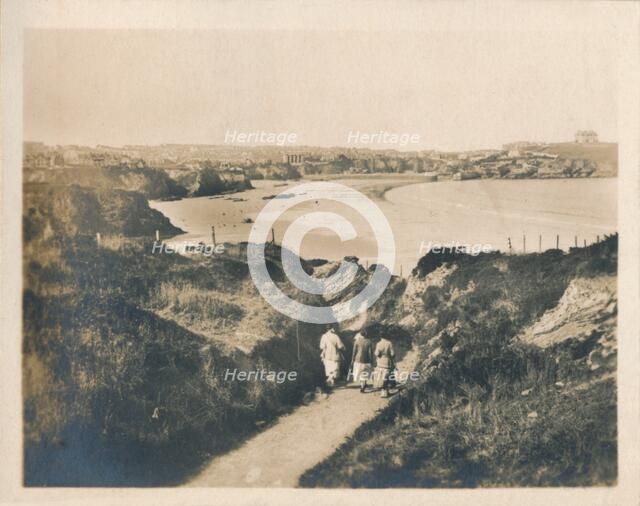 'Newquay Cliff Path to Tolcarne Beach', 1927. Artist: Unknown.