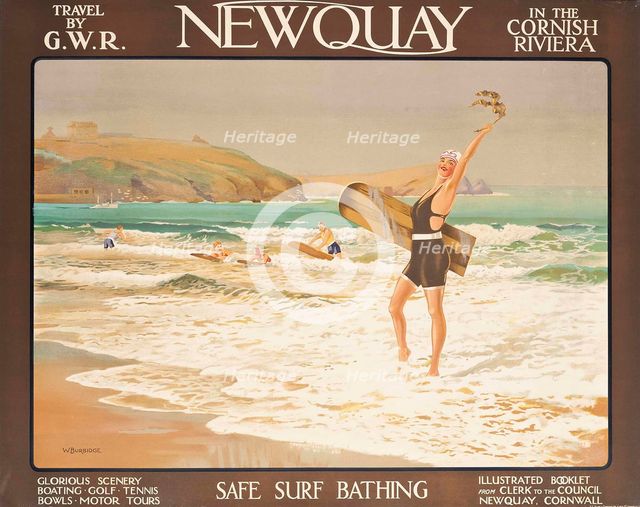 Newquay. Safe Surf Bathing, c1930. Creator: Burbidge, William (1884-1949).