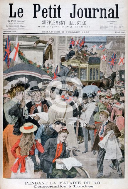 News of king Edwards VII's illness in London, 1902. Artist: Unknown