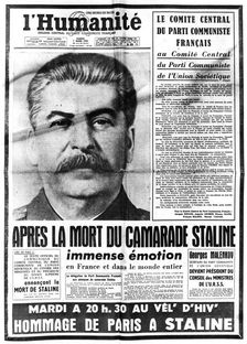 News of Stalin's death, 7th March, 1953