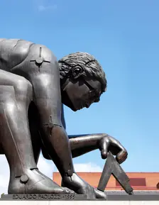 Newton after Blake sculpture by Eduardo Paolozzi, British Library, 98 Euston Road, London, 2015. Artist: James O Davies