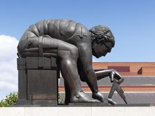 Newton after Blake sculpture by Eduardo Paolozzi, British Library, 98 Euston Road, London, 2015. Artist: James O Davies