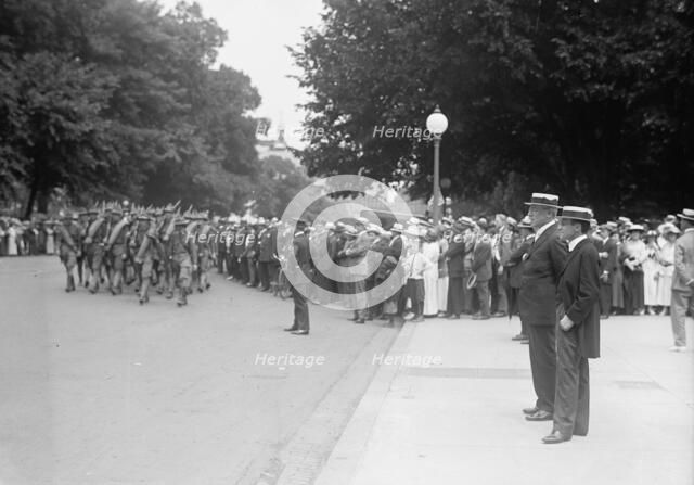 Newton Diehl Baker, Secretary of War, with President Wilson Reviewing National Guard, 1916.  Creator: Harris & Ewing.