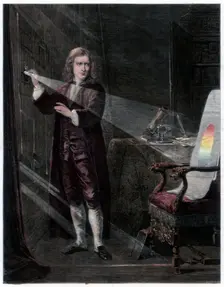 Newton investigating light 1870. Artist: William Mouat Loudan