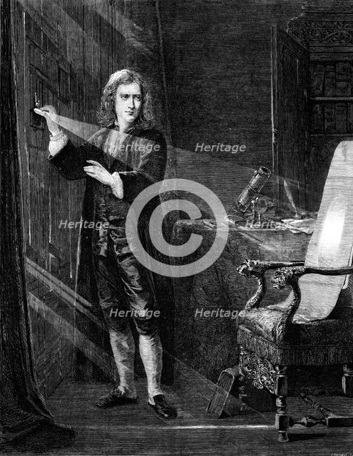 "Newton Investigating Light," by J. A. Houston, R.S.A., 1870. Creator: Robert Loudan.