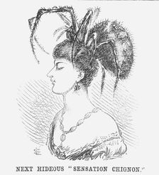 Next Hideous "Sensation Chignon" 1867. Creator: Edward Linley Sambourne