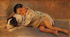Neapolitan boy and dog. Study for The Neapolitan way of life, c1839. Creator: Wilhelm Marstrand