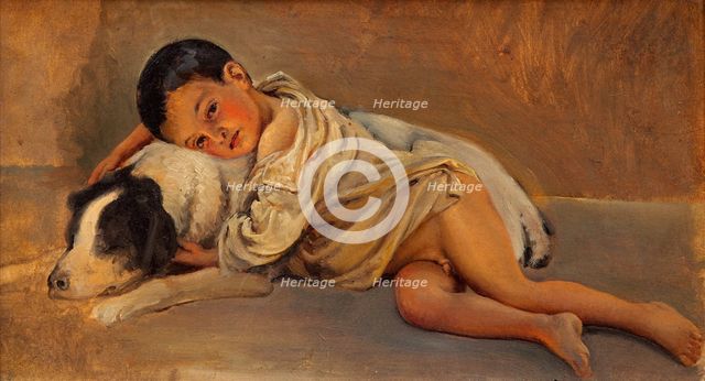 Neapolitan boy and dog. Study for The Neapolitan way of life, c1839. Creator: Wilhelm Marstrand.