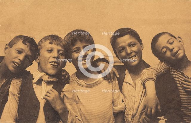Neapolitan boys posing in a line, c1900s. Creator: Unknown.