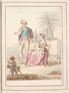 Neapolitan Family, leaf from A Collection of Dresses by David Allan Mostly from Nature 1776. Creator: David Allan