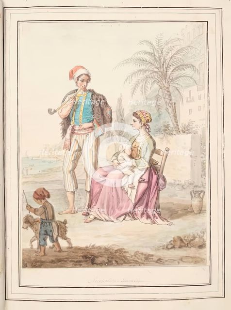 Neapolitan Family, leaf from 'A Collection of Dresses by David Allan Mostly from Nature', 1776. Creator: David Allan.